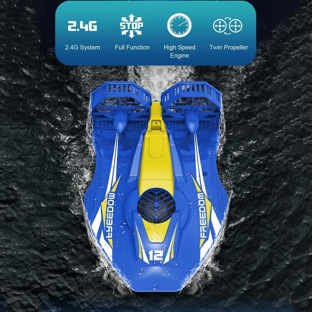 هاورکرافت کنترلی، قایق کنترلی مناسب آب و خشکی برای بزرگسالان و کودکان، قایق موتوری الکتریکی، اسباب بازی قایق کنترلی برای استخر، دریاچه و استفاده در فضای باز