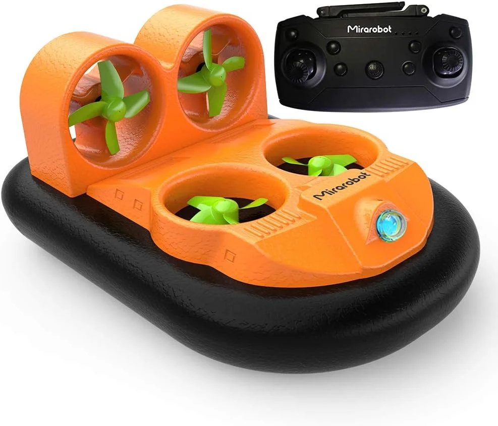 قایق پرنده آرسی میراروبات مدل GV160 LED EPP 2.4G با سرعت بالا، اثر زمینی، دوزیست و ضد ضربه - نارنجی