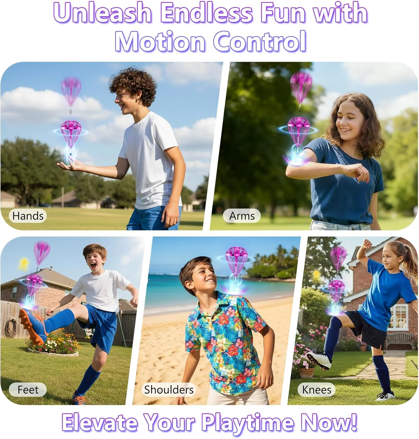 توپ پرنده سبک با کنترل حرکتی هوش مصنوعی و چرخش 360 درجه - پهپاد DropleapFly قابل شارژ Type-C برای کودکان و بزرگسالان، توپ چرخشی داخلی و خارجی با پروانه های محصور - هدیه برای پسران و دختران 6 سال به بالا