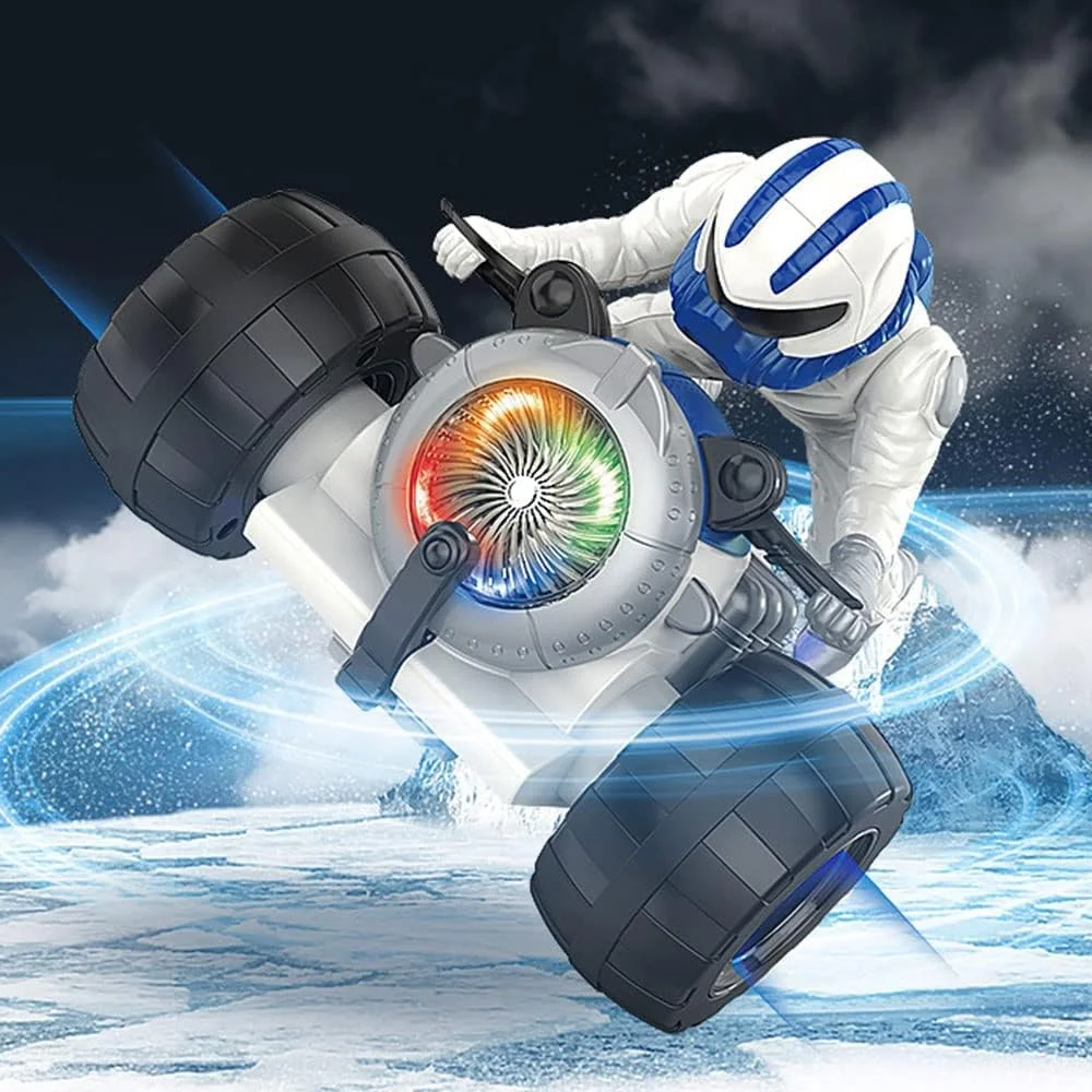 موتور سیکلت کنترلی از راه دور دریفت و حرکات نمایشی - موتور سیکلت سایکلون با موسیقی و نور، چرخش 360 درجه، اسباب بازی های مسابقه ای باتری خور برای کودکان