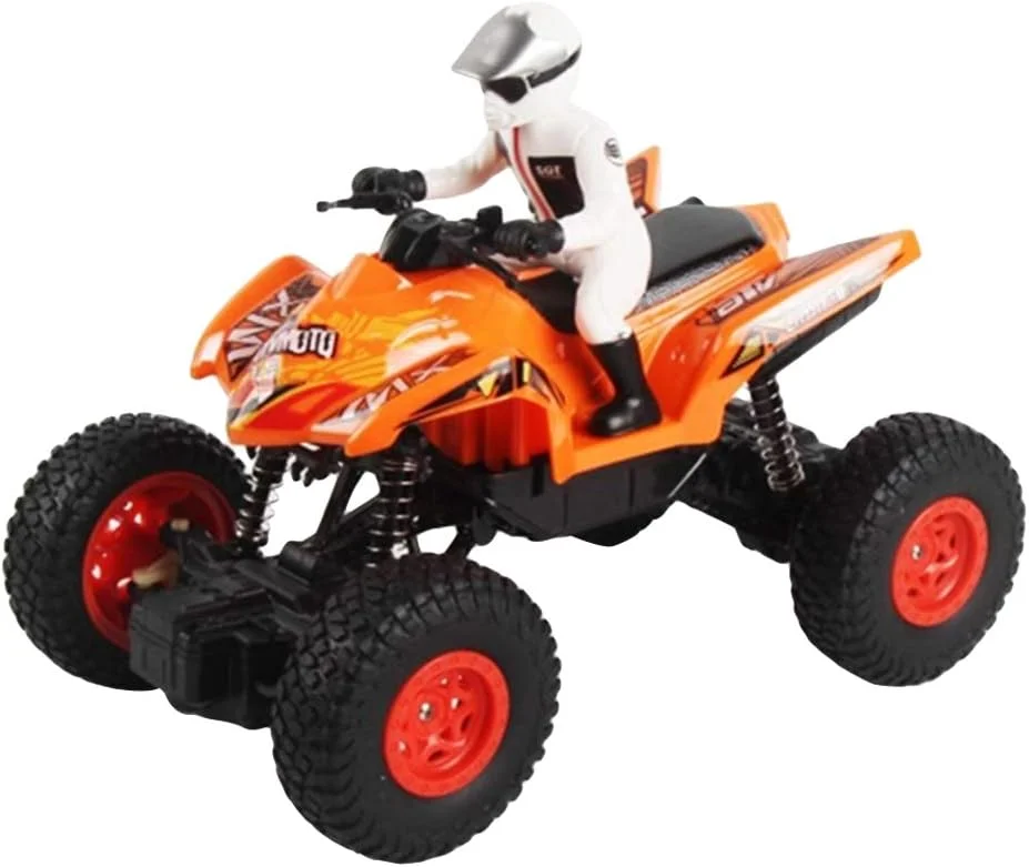 موتور سیکلت آفرود کنترلی، اسباب بازی موتور چهار چرخ پلاستیکی با کنترل از راه دور، هدیه سرگرم کننده برای کودکان بالای 8 سال (نارنجی)