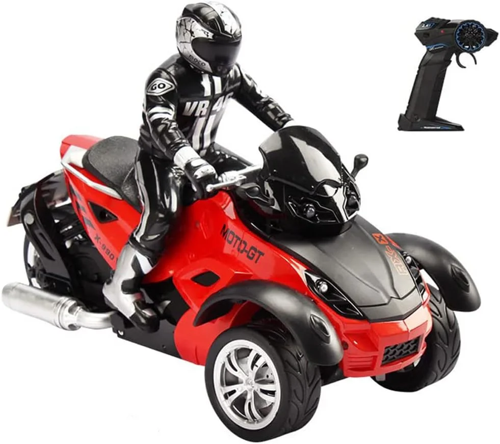 موتورسیکلت کنترلی آفرود پرسرعت 2.4G 1/10 با قابلیت انجام حرکات نمایشی به همراه فیگور راننده، مسافت کنترل 50 متر، اسباب بازی الکتریکی مناسب پسران و دختران