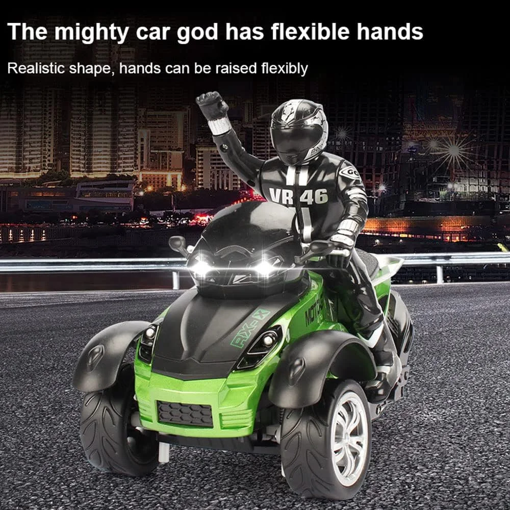 موتورسیکلت کنترلی آفرود پرسرعت 2.4G 1/10 با قابلیت انجام حرکات نمایشی به همراه فیگور راننده، مسافت کنترل 50 متر، اسباب بازی الکتریکی مناسب پسران و دختران