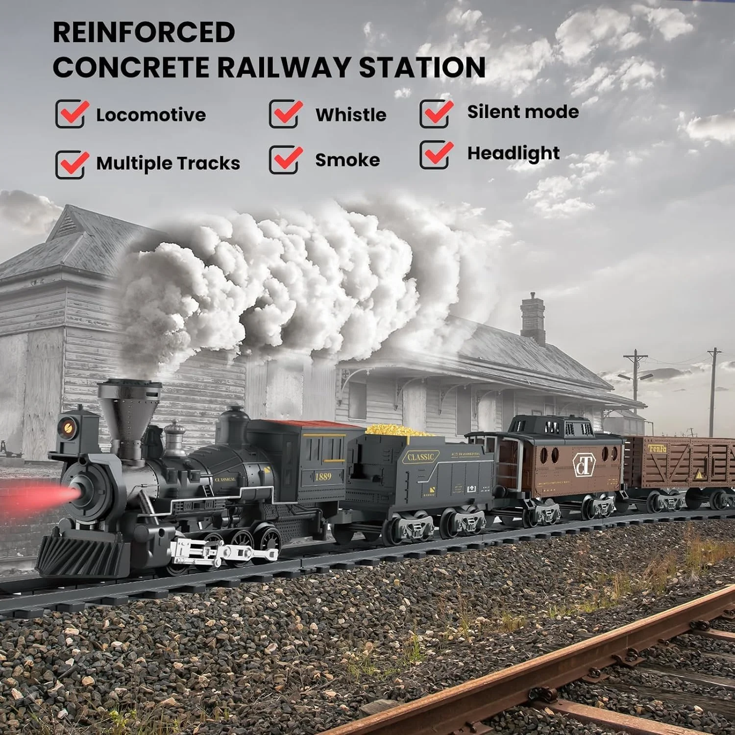 مجموعه قطار آزونی با کنترل از راه دور، اسباب بازی قطار بخار راه آهن قدیمی با لوکوموتیو بخار، 3 قطار باری، اسباب بازی موتور لوکوموتیو بخار آلیاژی، مجموعه قطار مدل کلاسیک با بخار و صدا مجموعه قطار آزونی با کنترل از راه دور، اسباب بازی قطار بخار راه آهن قدیمی با لوکوموتیو بخار، 3 قطار باری، اسباب بازی موتور لوکوموتیو بخار آلیاژی، مجموعه قطار مدل کلاسیک با بخار و صدا