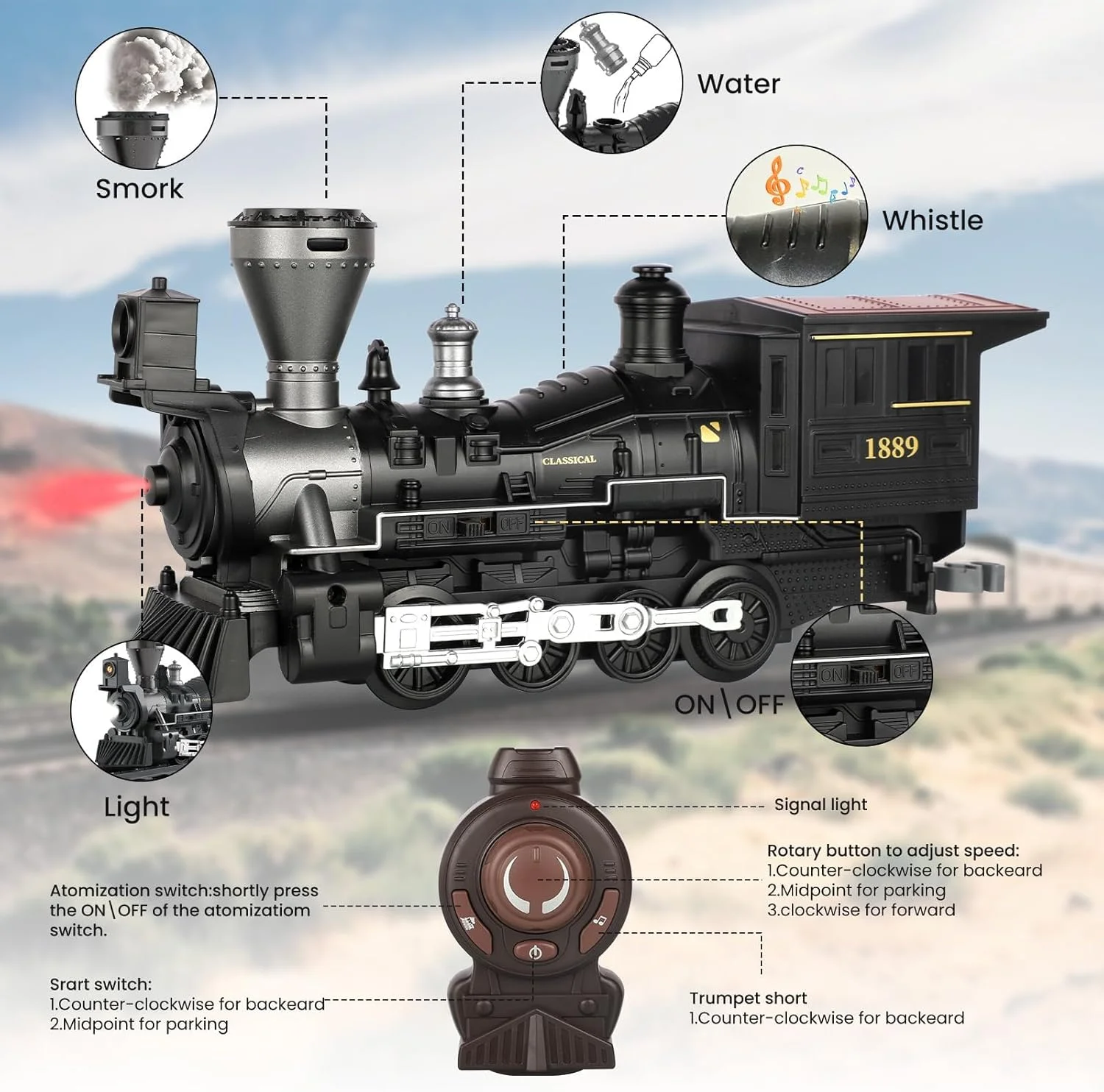 مجموعه قطار آزونی با کنترل از راه دور، اسباب بازی قطار بخار راه آهن قدیمی با لوکوموتیو بخار، 3 قطار باری، اسباب بازی موتور لوکوموتیو بخار آلیاژی، مجموعه قطار مدل کلاسیک با بخار و صدا مجموعه قطار آزونی با کنترل از راه دور، اسباب بازی قطار بخار راه آهن قدیمی با لوکوموتیو بخار، 3 قطار باری، اسباب بازی موتور لوکوموتیو بخار آلیاژی، مجموعه قطار مدل کلاسیک با بخار و صدا