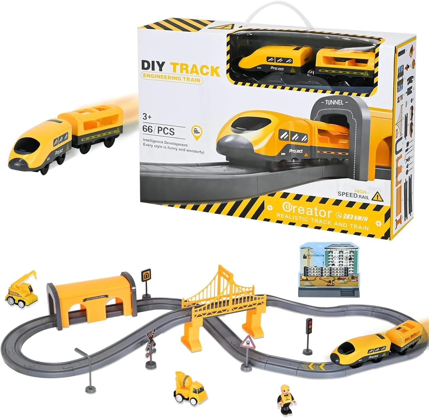 Azonee Electric Train Sets, Train Tracks Toy, 66Pcs DIY Assembly Track Train Parent-Child Interaction Toy, Railway Educational Toys, Train Tracks Toy Sets, Flexible Railway Train Tracks Toys for Kids