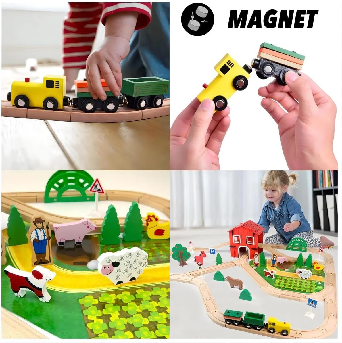 مجموعه قطار چوبی آزونه، شامل ۷۷ قطعه، مسیرهای قطار چوبی و اسباببازی قطار، مجموعه بازی مزرعه چوبی برای کودکان، مسیر قطار چوبی با اسباببازیهای مزرعه، دارای ویژگیهای متعدد، مجموعه اسباببازی راهآهن برای کودکان مجموعه قطار چوبی آزونه، شامل ۷۷ قطعه، مسیرهای قطار چوبی و اسباببازی قطار، مجموعه بازی مزرعه چوبی برای کودکان، مسیر قطار چوبی با اسباببازیهای مزرعه، دارای ویژگیهای متعدد، مجموعه اسباببازی راهآهن برای کودکان