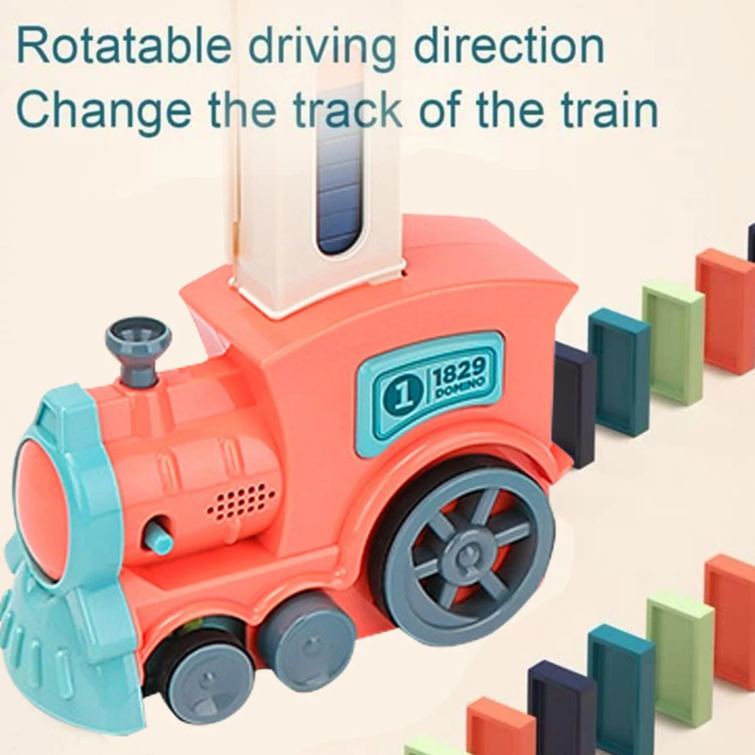 بلوک های ساختنی قطار دومینو AUTOYSUR مدل 123 تکه مناسب کودکان 3 تا 12 سال، ست قطار برقی با نور و صدا، سرگرمی خانوادگی (صورتی)