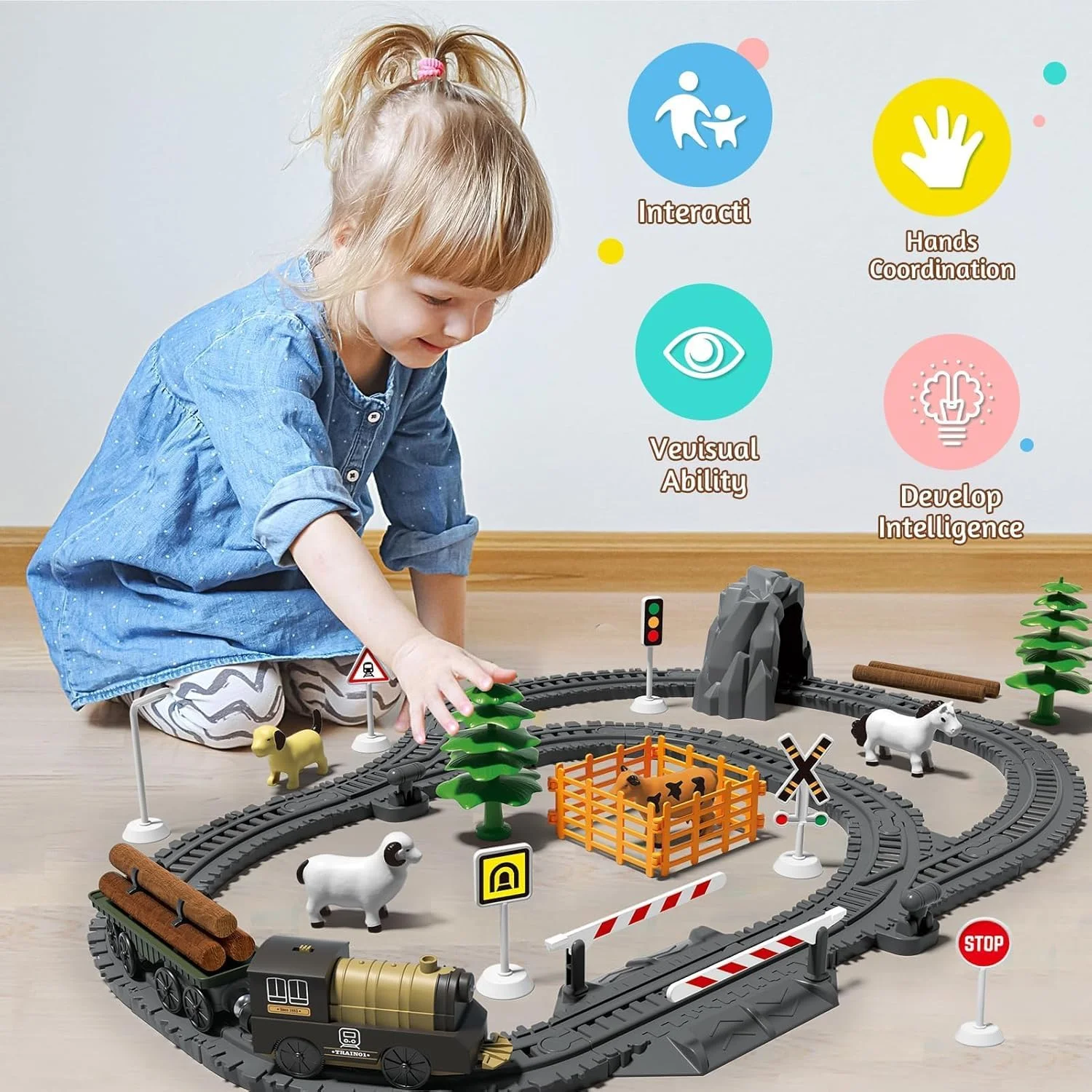 مجموعه قطار AM ANNA برای کودکان، مجموعه قطار برقی با واگن باربری و ریل های بلند، قطار اسباب بازی برای پسران و دختران با ریل قطار، اسباب بازی کودکان برای هدیه کودکان نوپا 3+ سال مجموعه قطار AM ANNA برای کودکان، مجموعه قطار برقی با واگن باربری و ریل های بلند، قطار اسباب بازی برای پسران و دختران با ریل قطار، اسباب بازی کودکان برای هدیه کودکان نوپا 3+ سال