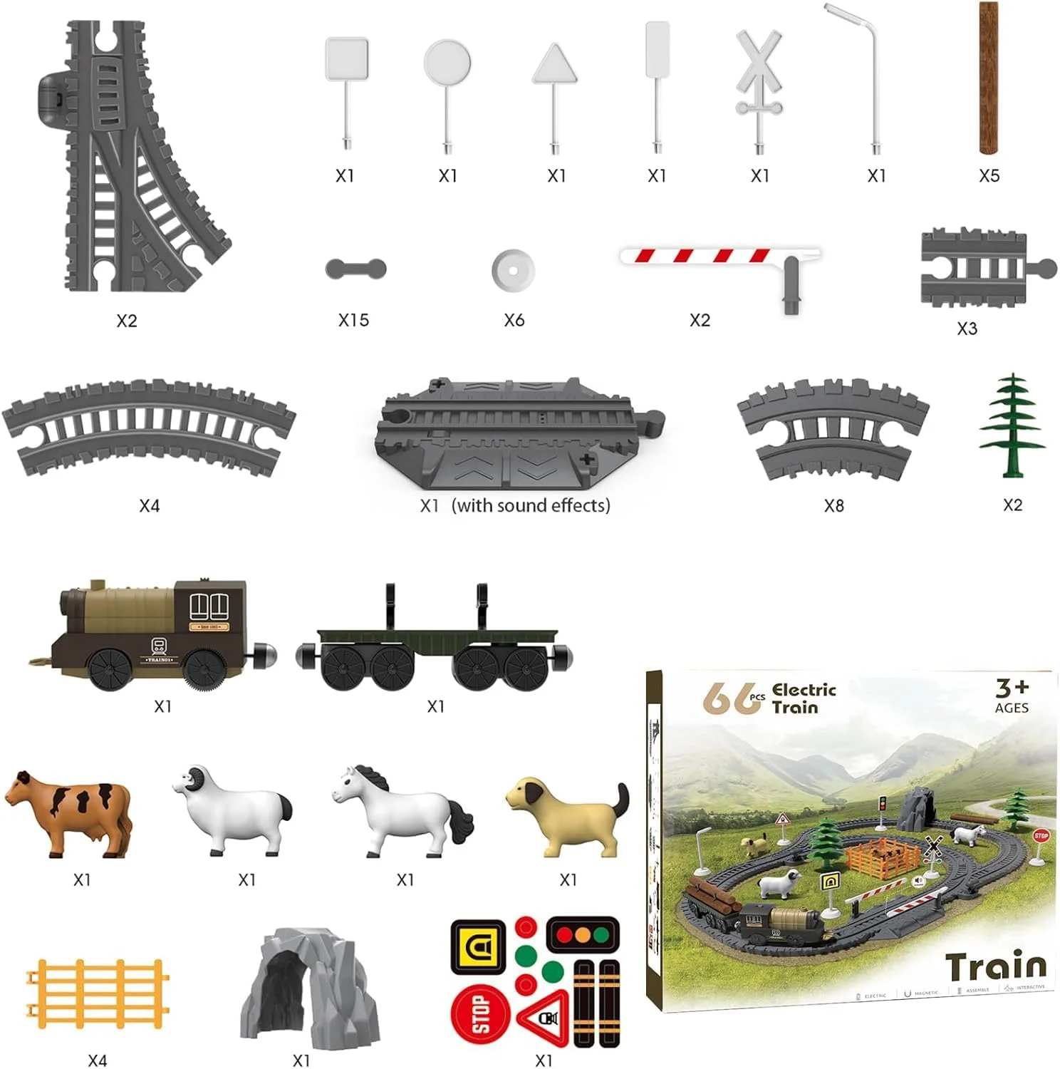 مجموعه قطار AM ANNA برای کودکان، مجموعه قطار برقی با واگن باربری و ریل های بلند، قطار اسباب بازی برای پسران و دختران با ریل قطار، اسباب بازی کودکان برای هدیه کودکان نوپا 3+ سال مجموعه قطار AM ANNA برای کودکان، مجموعه قطار برقی با واگن باربری و ریل های بلند، قطار اسباب بازی برای پسران و دختران با ریل قطار، اسباب بازی کودکان برای هدیه کودکان نوپا 3+ سال