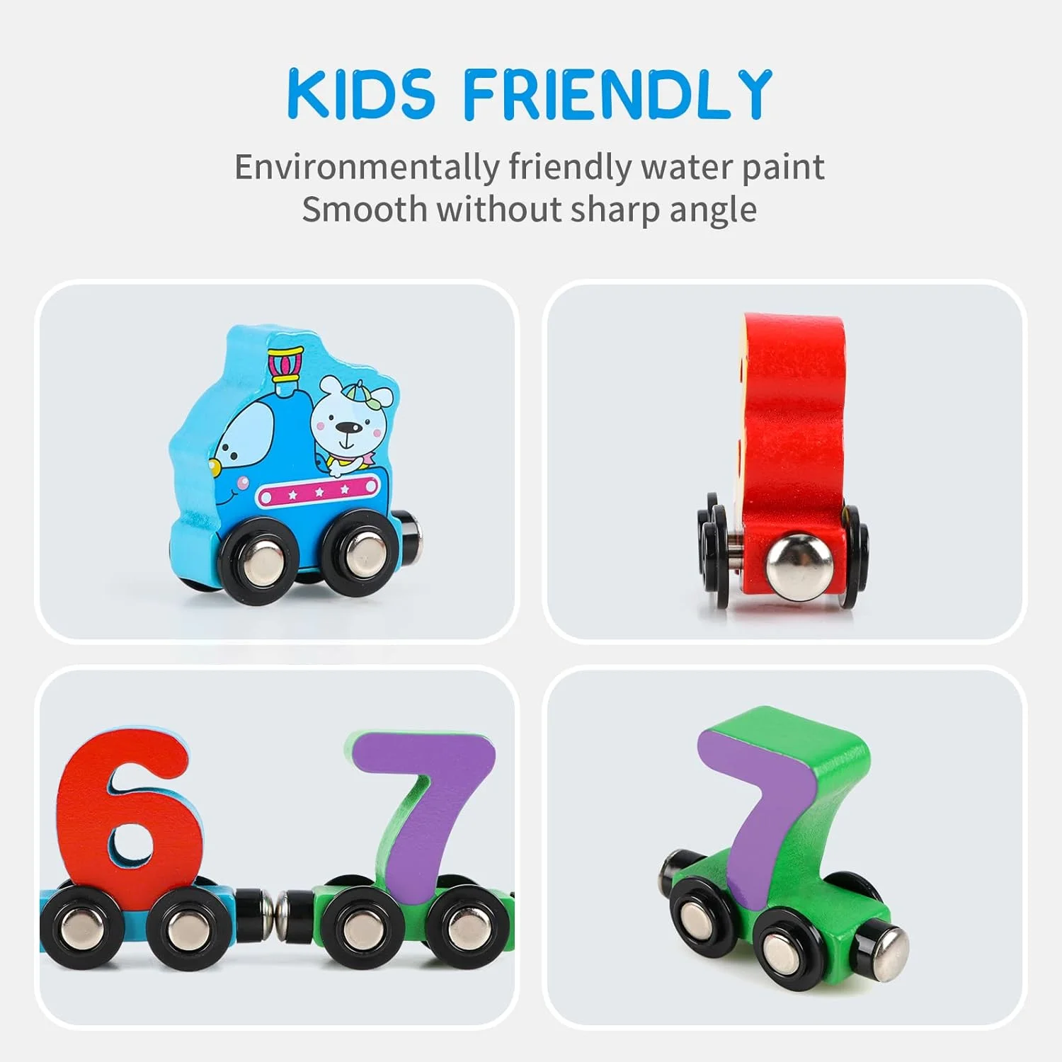 اسباب بازی قطار چوبی اعداد Wondertoys شامل 12 قطعه، شامل 1 واگن موتور برای کودکان نوپا، پسران و دختران، سازگار با برندهای اصلی مسیرهای قطار