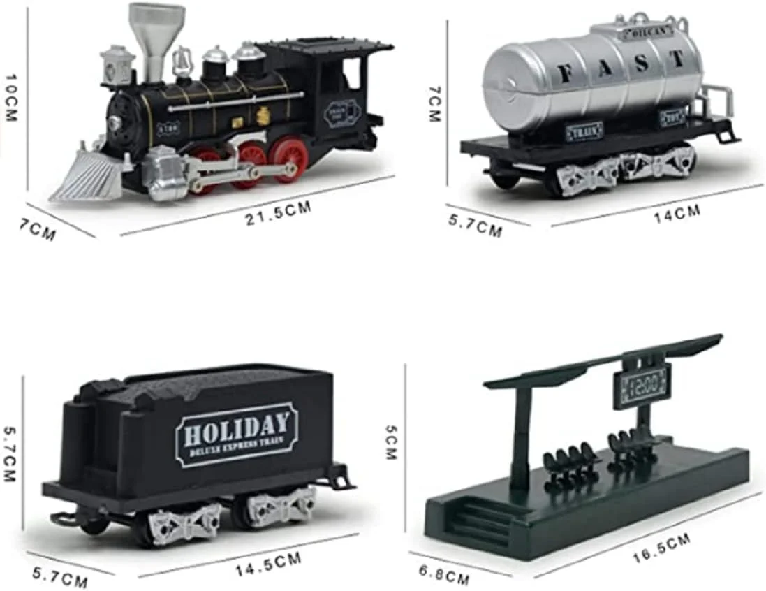 ست کامل 5 تکه اسباب بازی قطار با صداهای شبیه سازی شده کلاسیک و باطری خور به همراه ریل