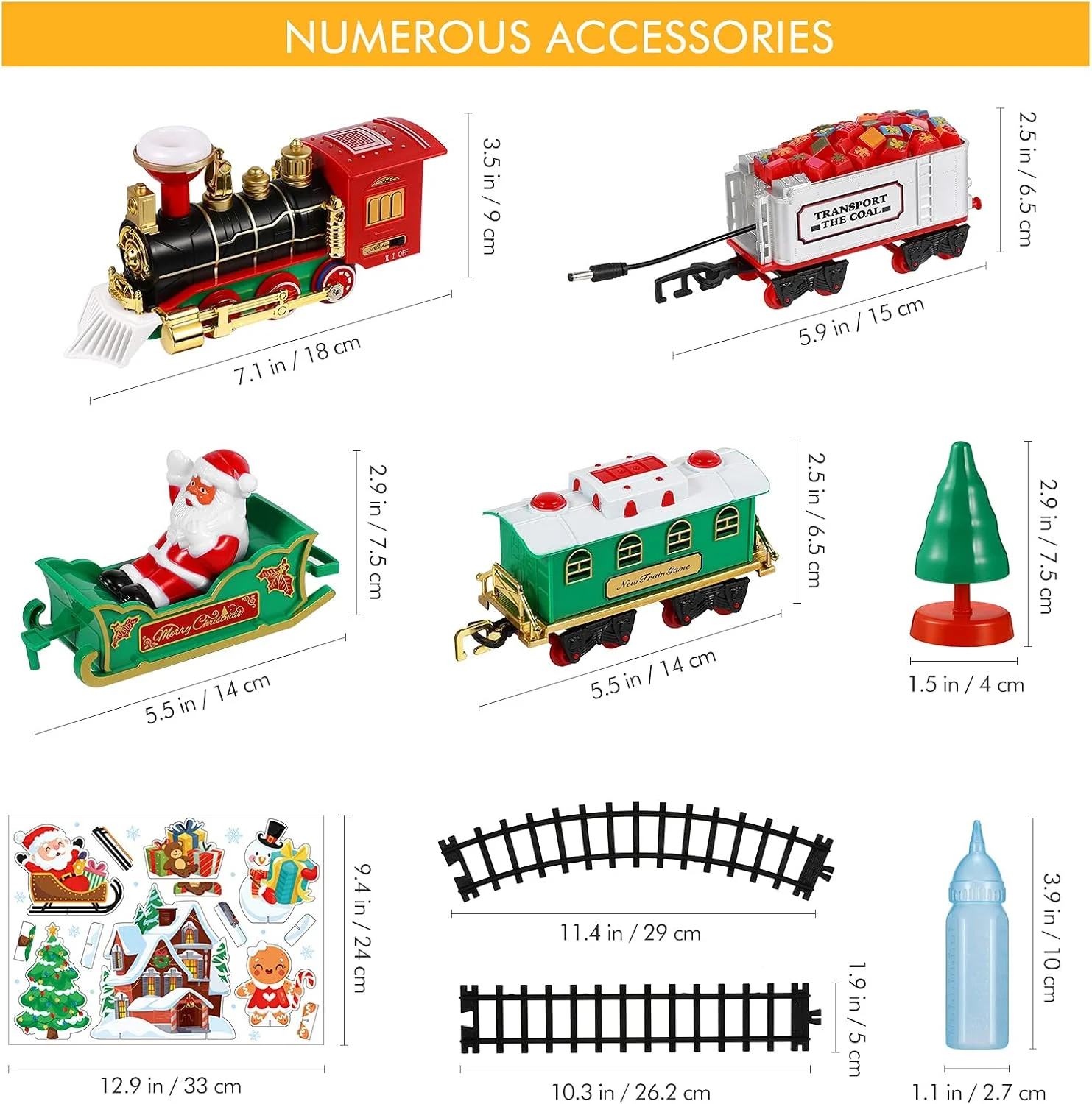 مجموعه قطار کریسمس Toyvian برای زیر درخت - مجموعه قطار راه آهن کریسمس با ریل و 4 واگن - مجموعه قطار برقی با باتری و چراغ و صدا برای کودکان