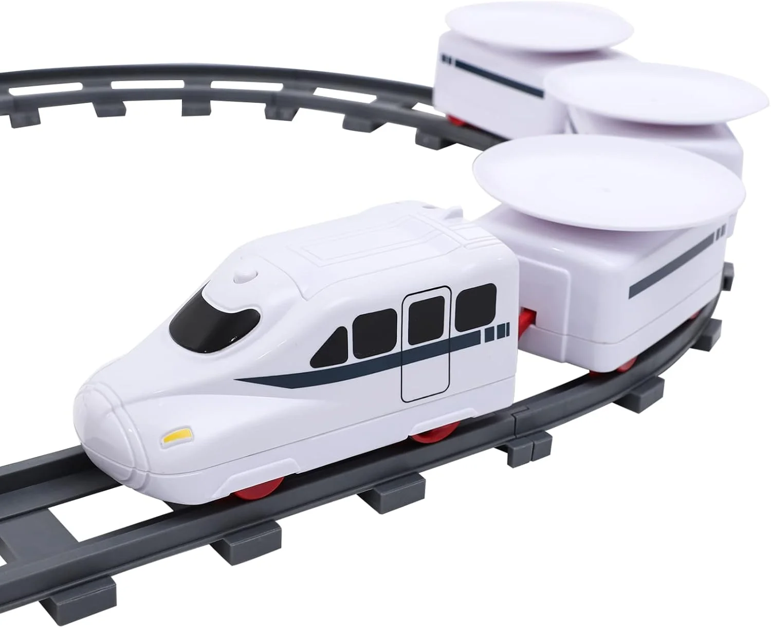 مجموعه قطار سوشی TOYANDONA، میز گردان، قطار غذای برقی با باتری، اسباب بازی قطار زیر درخت کریسمس، مسیر قطار برای کودکان پسر و دختر، سفید
