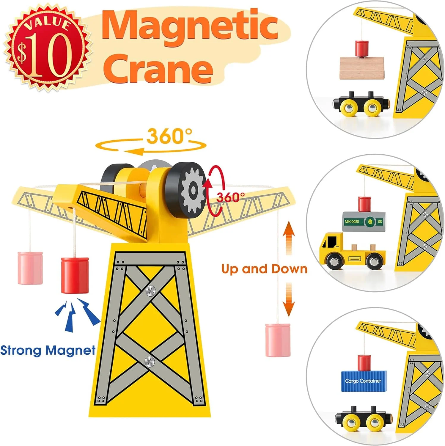 مجموعه قطار چوبی Tiny Land شامل ۵۵ قطعه - سازگار با برندهای اصلی، اسباب بازی آموزشی برای کودکان ۳ تا ۷ سال، مسیرهای ریلی چوبی بادوام