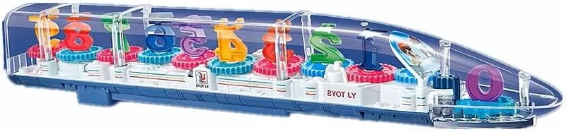 ماشین اسباب بازی کودکانه چرخ دنده ای شفاف با نور و موسیقی (3-6 سال) اسباب بازی سرگرم کننده و آموزشی