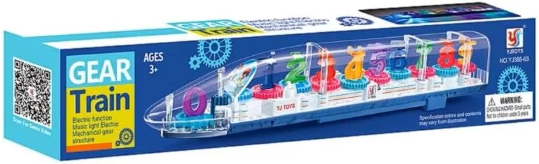 ماشین اسباب بازی کودکانه چرخ دنده ای شفاف با نور و موسیقی (3-6 سال) اسباب بازی سرگرم کننده و آموزشی