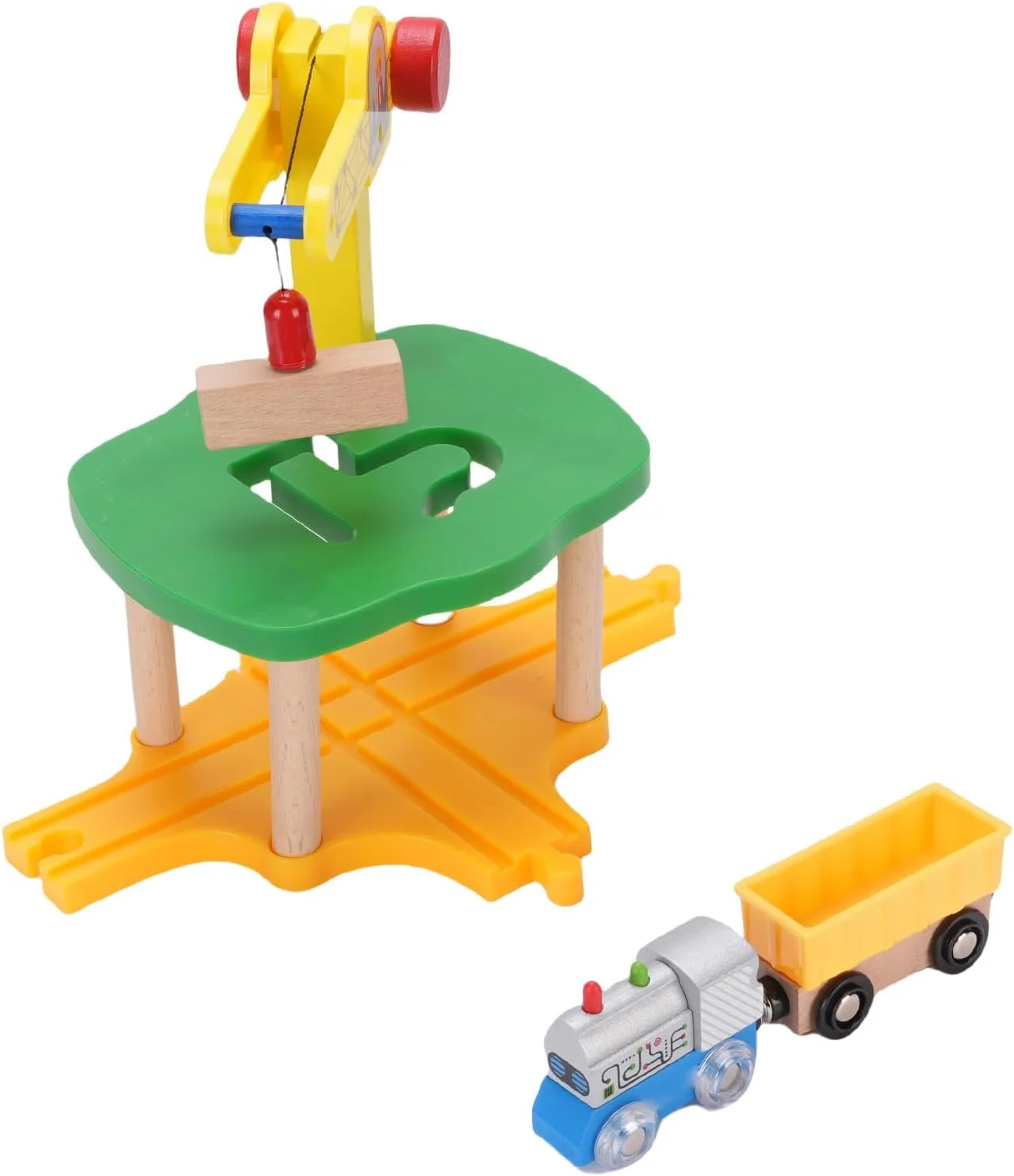 مجموعه مسیر چوبی اسباب بازی جرثقیل چوبی مقاوم، مجموعه ساخت و ساز برای کودکان، ایمن و قابل اعتماد برای تخیلات، سازگار با قطارها برای یک تجربه متنوع