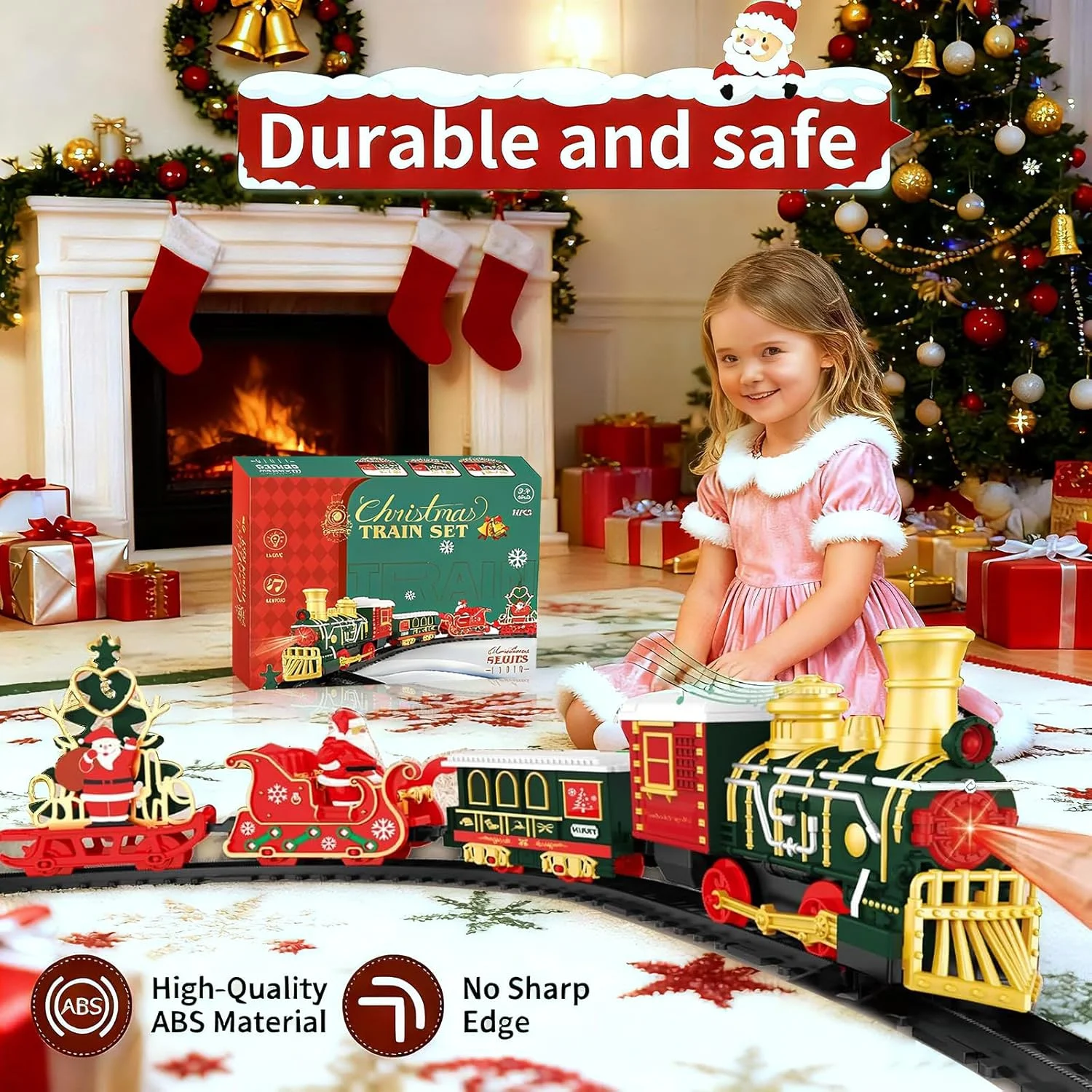 ست قطار برقی کریسمس برای کودکان، ست هدیه کریسمس با قطار اسباب بازی باتری خور کودکانه با چراغ ها، صداها، اسباب بازی قطار برای پسران، دکوراسیون کریسمس