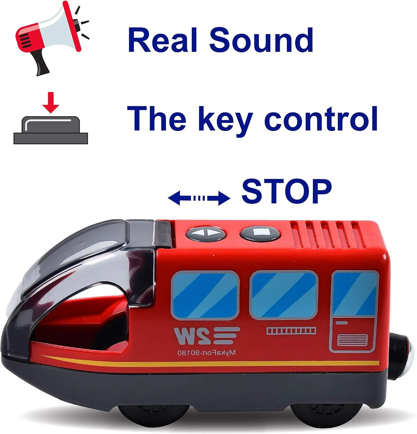 قطار اسباب بازی، لوکوموتیو حرکتی با باتری (اتصال مغناطیسی) برای ریل های قطار چوبی، موتور قدرتمند سازگار با ریل های قطار چوبی، اسباب بازی برای پسران و دختران