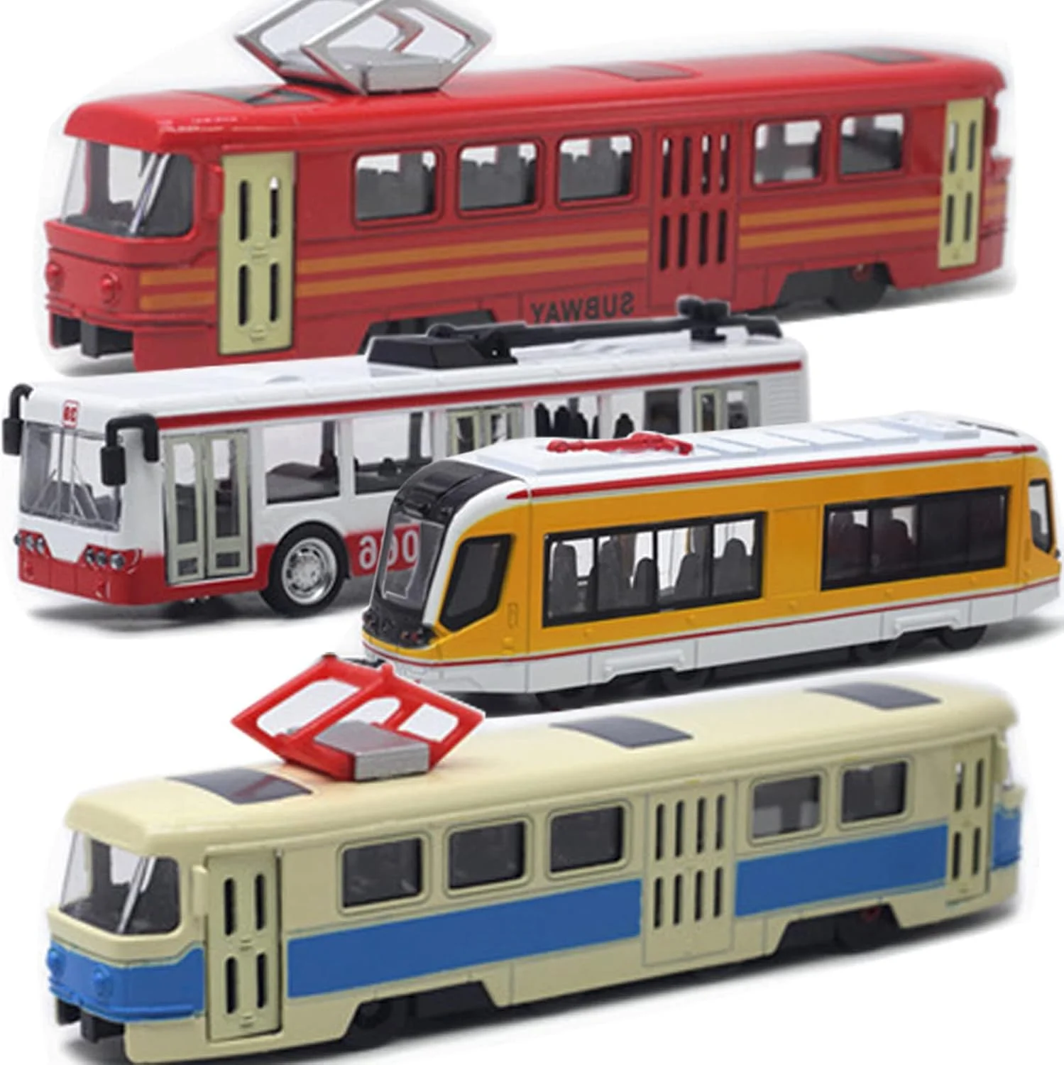 مجموعه قطار اسباب بازی OTONOPI، قطار سریع السیر، مدل ماشین ریخته گری شده برای کودکان، بسته 4 عددی