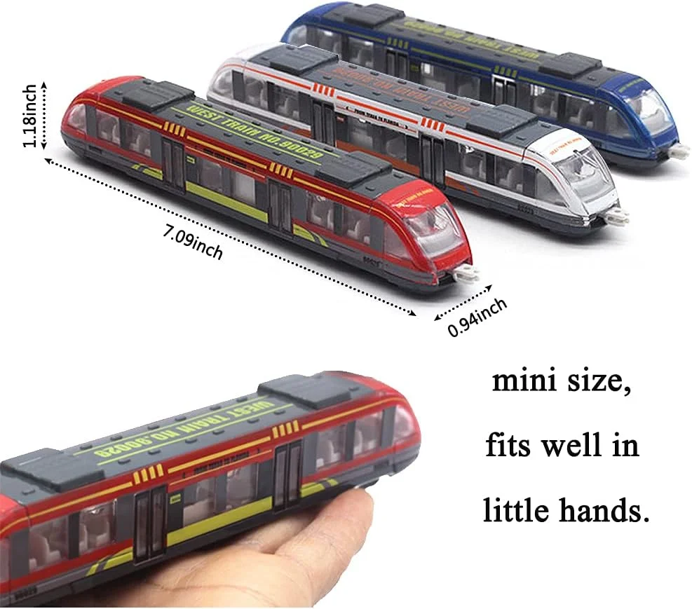 مجموعه قطار اسباب بازی OTONOPI، مدل ماشین ریخته گری شده موتور لوکوموتیو پرسرعت، مجموعه قطار گلوله ای مترو متصل کشویی برای کودکان، بسته 3 عددی