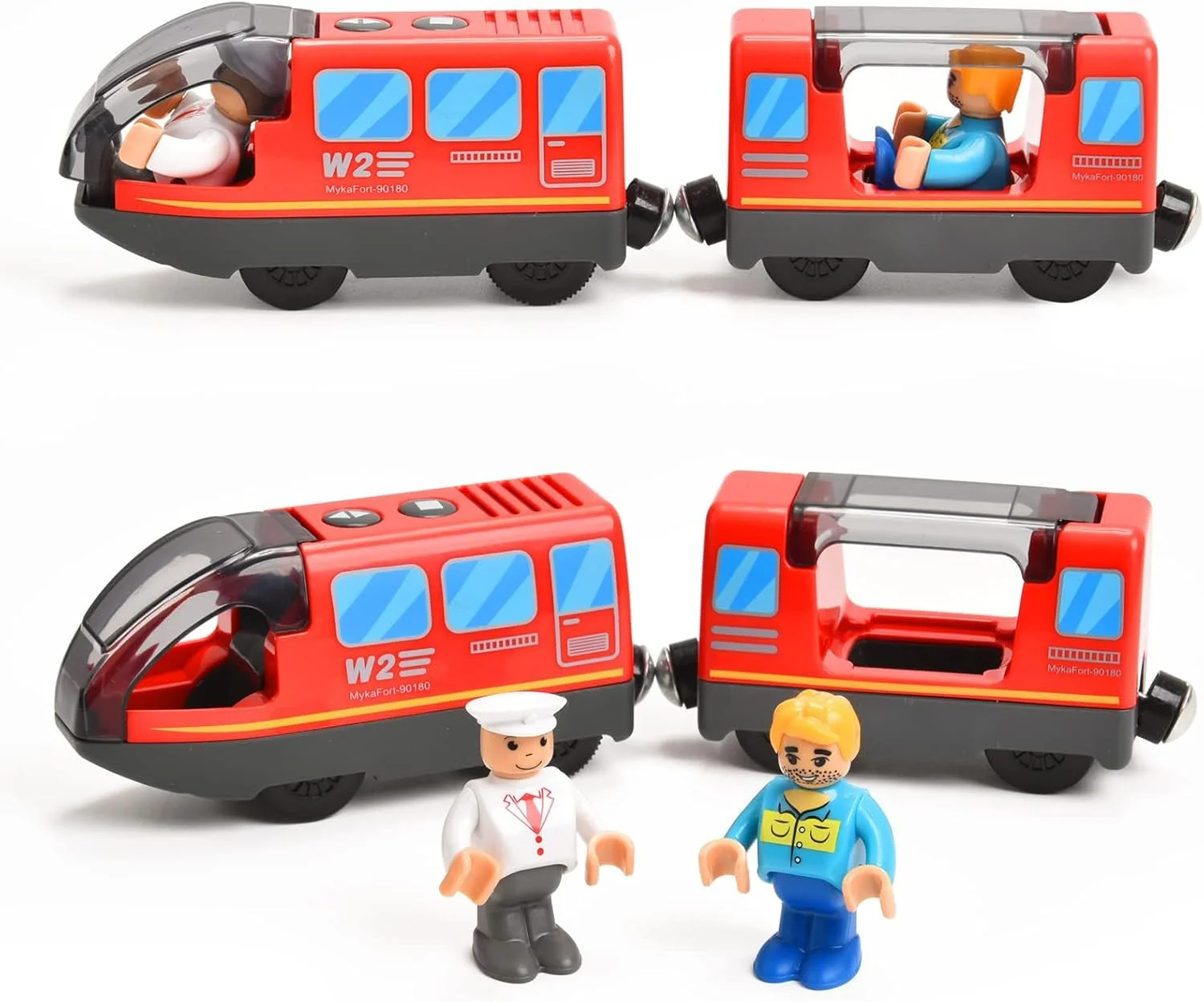 لوکوموتیو حرکتی باتری خور Paporich (اتصال مغناطیسی) ست قطار بدون ریل قطار، موتور قدرتمند سازگار با Thomas، Brio، Chuggington ریل های قطار چوبی، اسباب بازی برای 3 سال به بالا