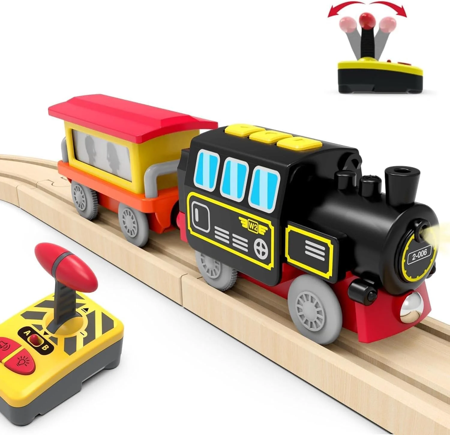 قطار موتوری برای ریل چوبی، قطار کنترل از راه دور با اتصال مغناطیسی، قطارهای لوکوموتیو باتری خور برای کودکان نوپا، سازگار با توماس، بریو، چاگینگتون