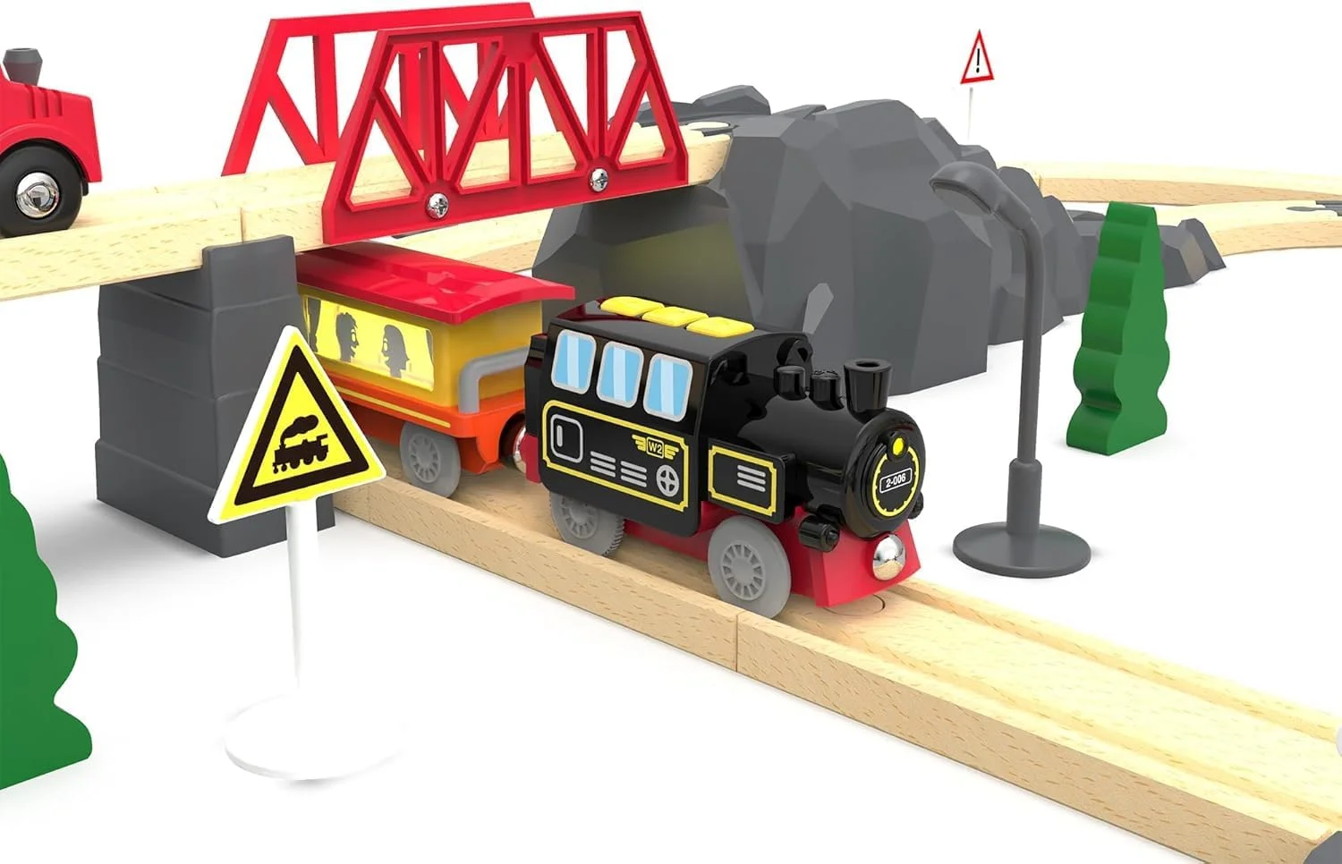 قطار موتوری برای ریل چوبی، قطار کنترل از راه دور با اتصال مغناطیسی، قطارهای لوکوموتیو باتری خور برای کودکان نوپا، سازگار با توماس، بریو، چاگینگتون