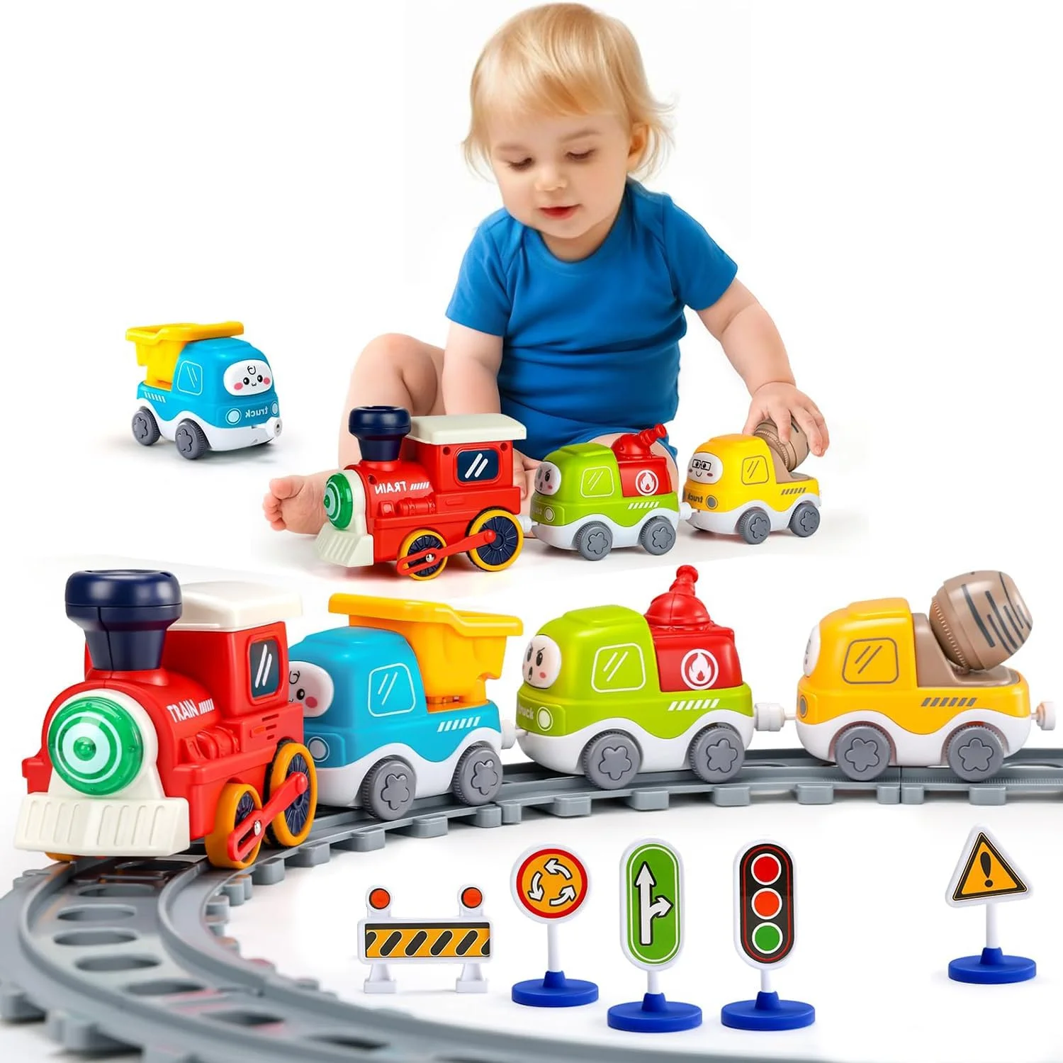 اسباب بازی قطار برقی کودکانه با قابلیت پخش بخار، نور و موسیقی، به همراه ریل. هدیه تولد و کریسمس برای کودکان 3، 4، 5 و 6 ساله