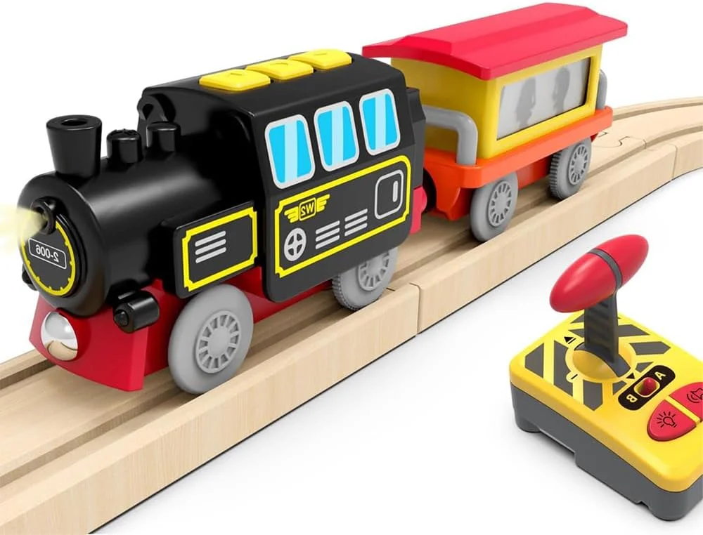 قطار موتوری برای ریل چوبی، قطار کنترل از راه دور با اتصال مغناطیسی، قطارهای لوکوموتیو باتری خور برای کودکان