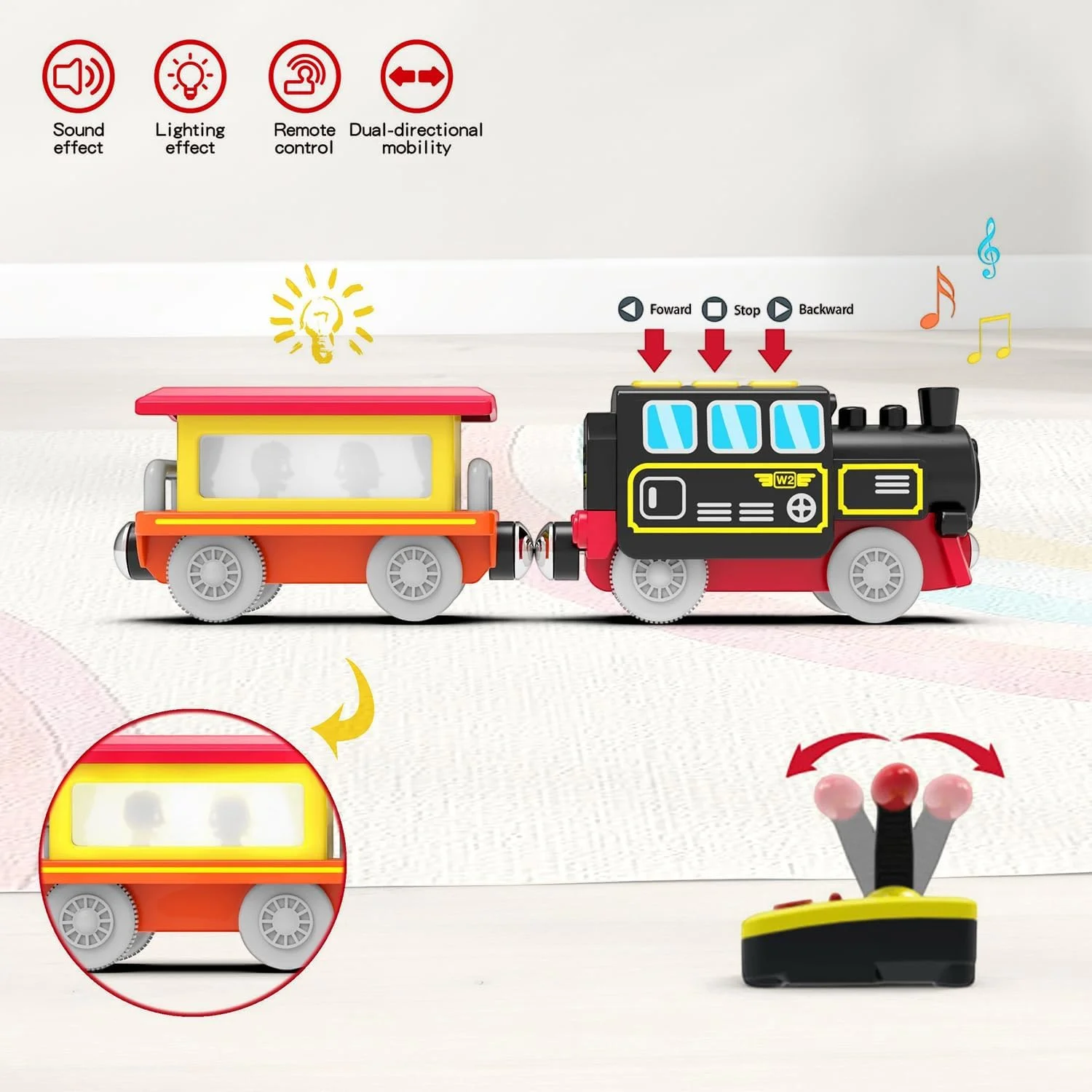 قطار موتوری برای ریل چوبی، قطار کنترل از راه دور با اتصال مغناطیسی، قطارهای لوکوموتیو باتری خور برای کودکان