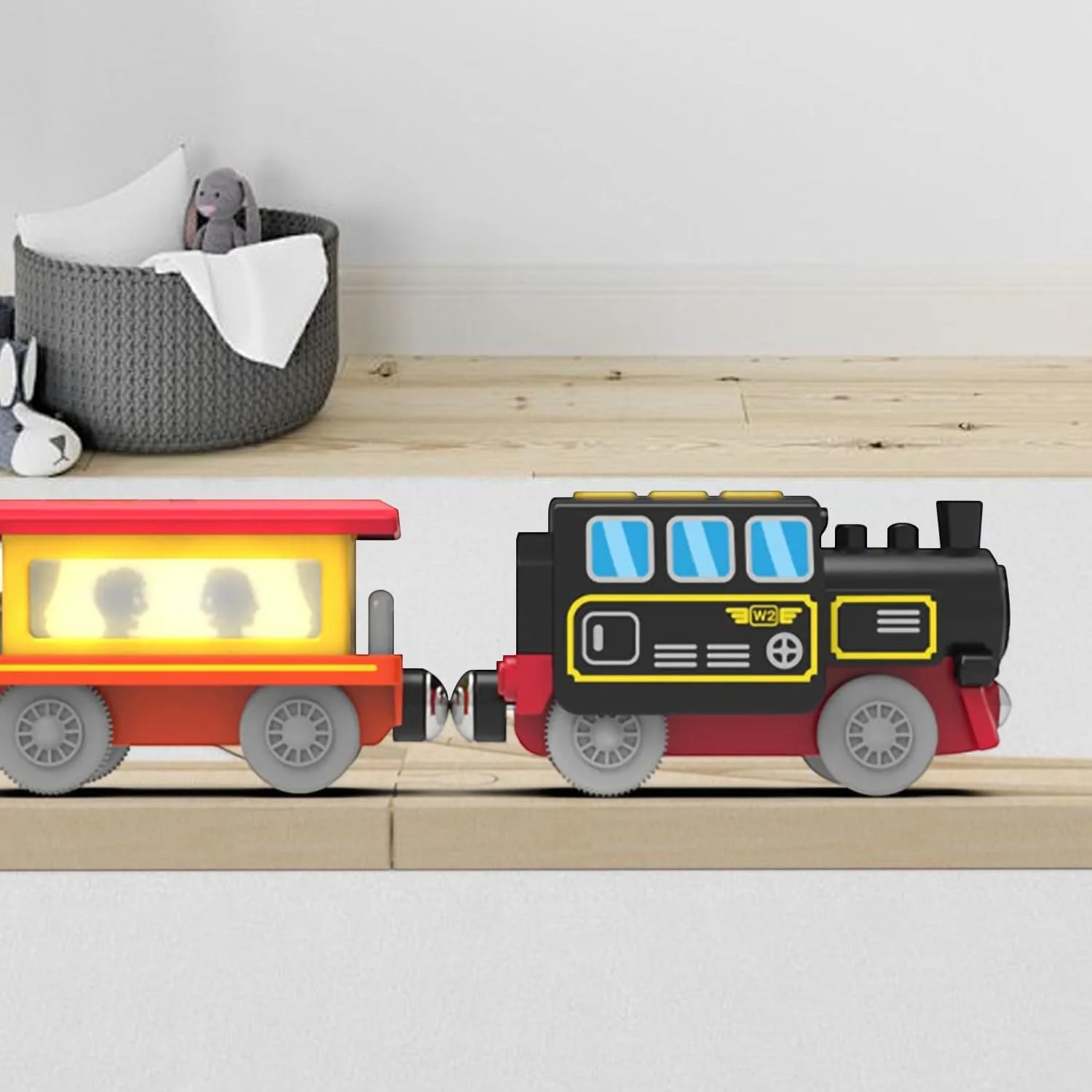 قطار موتوری برای ریل چوبی، قطار کنترل از راه دور با اتصال مغناطیسی، قطارهای لوکوموتیو باتری خور برای کودکان