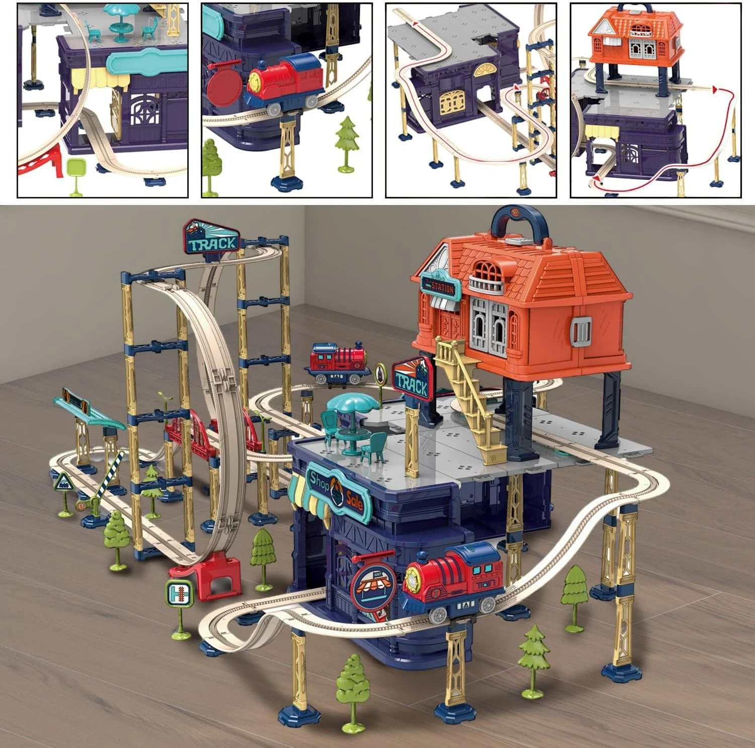مجموعه اسباب بازی مسیر قطار برای کودکان نوپا، مجموعه 207 قطعه ای ساخت مسیر راه آهن شهری با ماشین ها، مجموعه بازی آموزشی STEM برای پسران و دختران، سنین 3-12 سال مجموعه اسباب بازی مسیر قطار برای کودکان نوپا، مجموعه 207 قطعه ای ساخت مسیر راه آهن شهری با ماشین ها، مجموعه بازی آموزشی STEM برای پسران و دختران، سنین 3-12 سال