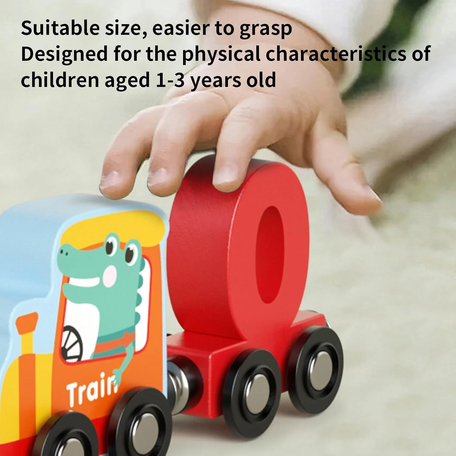 ست قطار مغناطیسی چوبی برای کودکان نوپا، اسباب بازی آموزشی زودهنگام برای شمارش و تشخیص اعداد، بازی یادگیری پیش دبستانی، هدیه تولد و هدیه جوراب ساق بلند برای پسران و دختران 1-3 ساله