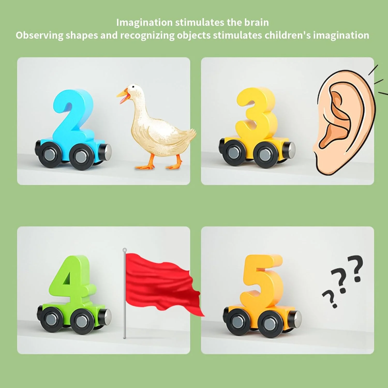 ست قطار مغناطیسی چوبی برای کودکان نوپا، اسباب بازی آموزشی زودهنگام برای شمارش و تشخیص اعداد، بازی یادگیری پیش دبستانی، هدیه تولد و هدیه جوراب ساق بلند برای پسران و دختران 1-3 ساله