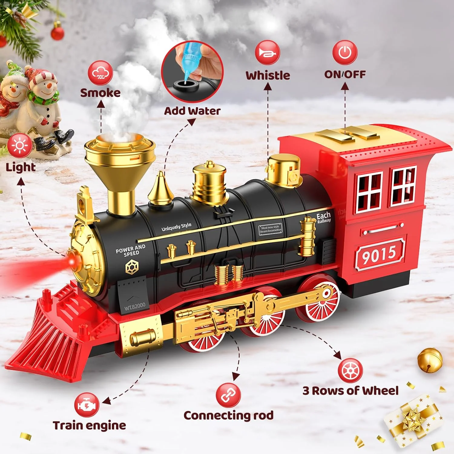 ست قطار Hot Bee، ست قطار کریسمس برای زیر درخت، ست قطار درخت کریسمس، ست قطار کودک نوپا برای پسران و دختران 3، 4، 5، 6 ساله، ست قطار مدل