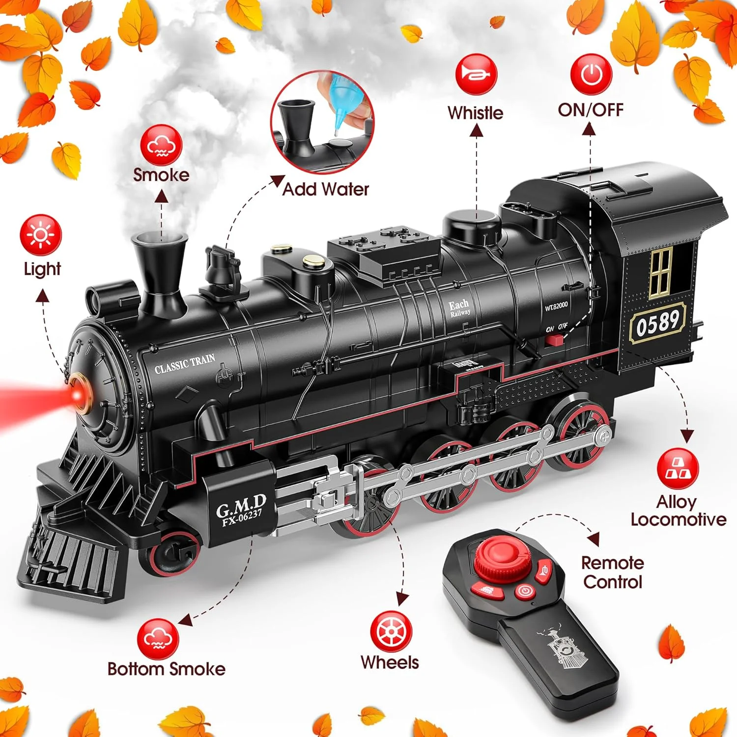 ست قطار Hot Bee برای پسران، ست های قطار کنترل از راه دور آلیاژی با لوکوموتیو بخار، واگن ها و ریل های چراغ دار، اسباب بازی های ست قطار برقی برای کودکان نوپا، هدیه اسباب بازی کریسمس برای کودکان 3 4 5 6 7 8+ ساله