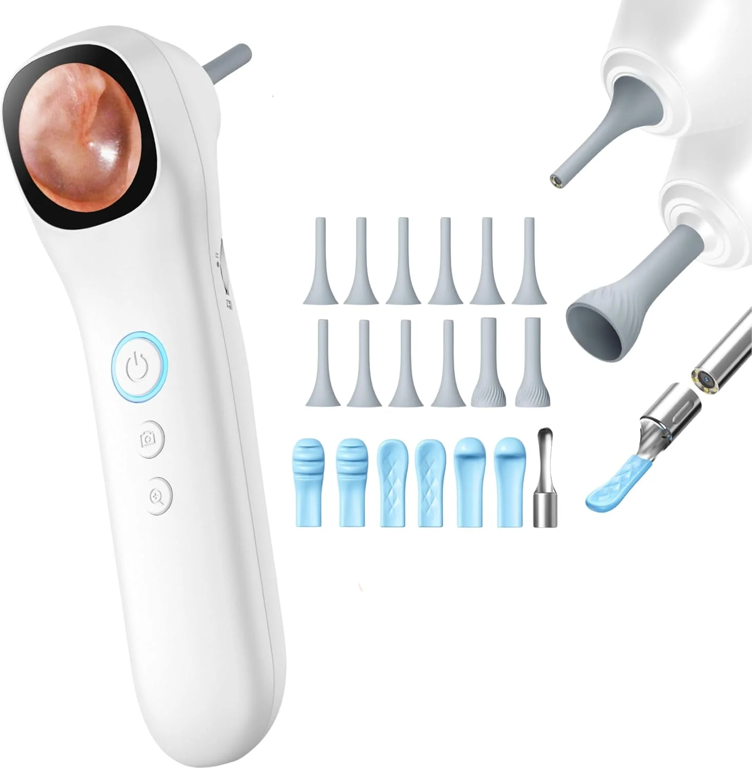 اتوسکوپ دیجیتال 5 در 1 با دوربین بازرسی 1080P HD با چراغ های LED، حالت مشاهده و تمیز کردن دوگانه، روشنایی قابل تنظیم، دستگاه چند منظوره برای استفاده خانگی