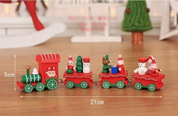 اسباب بازی قطار کریسمس، قطار بابا نوئل چوبی، ست هدیه برای جشنواره، دکور (قرمز)