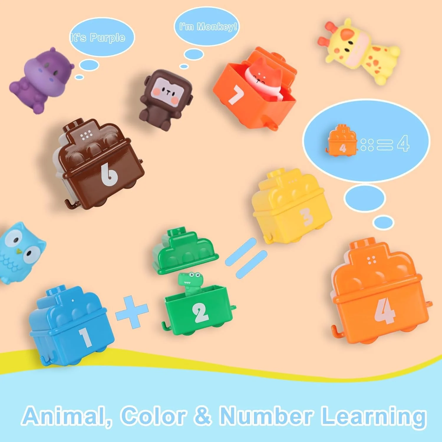 اسباب بازی های آموزشی مونته سوری و مجموعه قطار هدیه برای کودکان 1 تا 4 سال، هدیه های خوب تولد و تعطیلات برای پسران و دختران برای تشویق به یادگیری و رشد