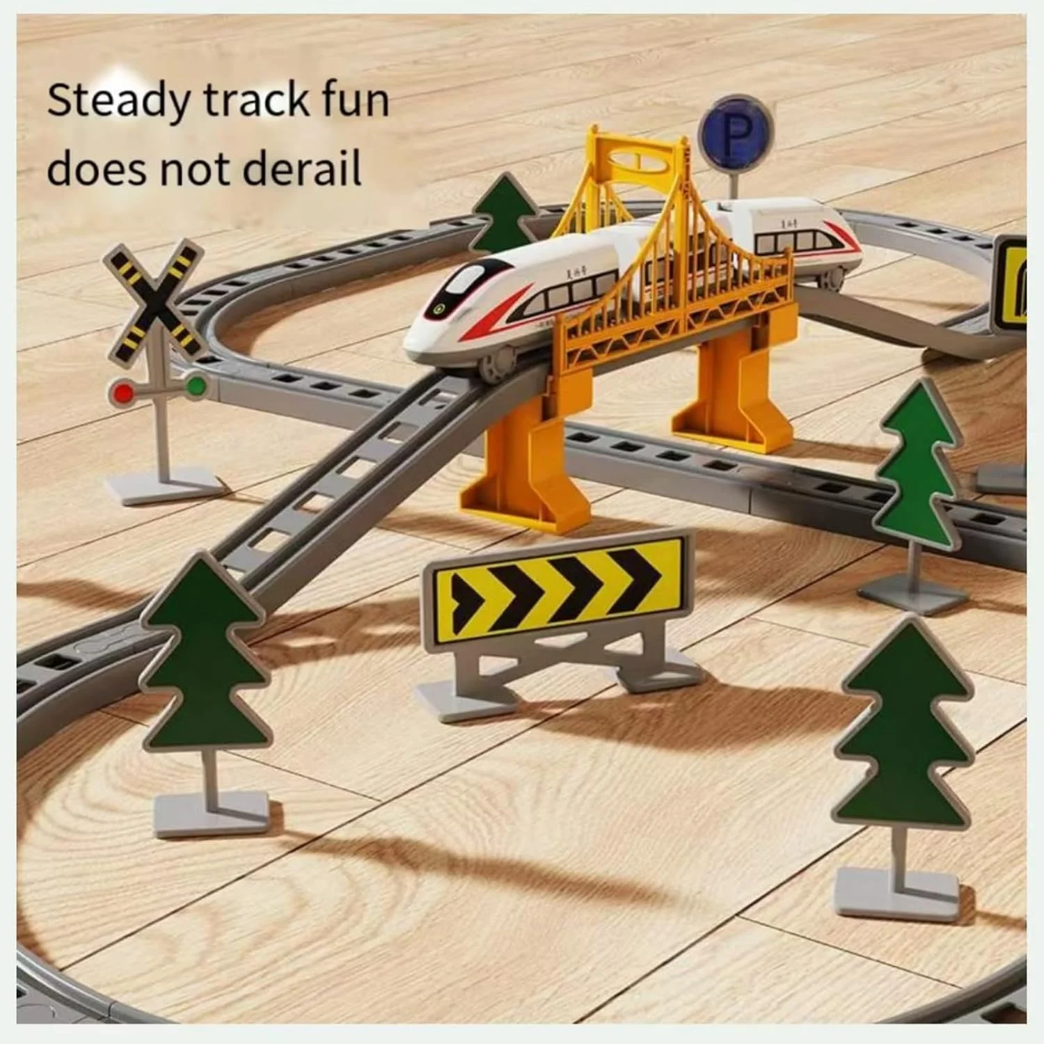 مجموعه قطار برقی 119 تکه کودکان با ریل، پل راه آهن ماشین اسباب بازی، علائم راهنمایی و رانندگی، 2 قطار، اسباب بازی ساختمانی آموزشی هدیه اسباب بازی کریسمس برای کودکان 3 4 5 6 7 8 ساله