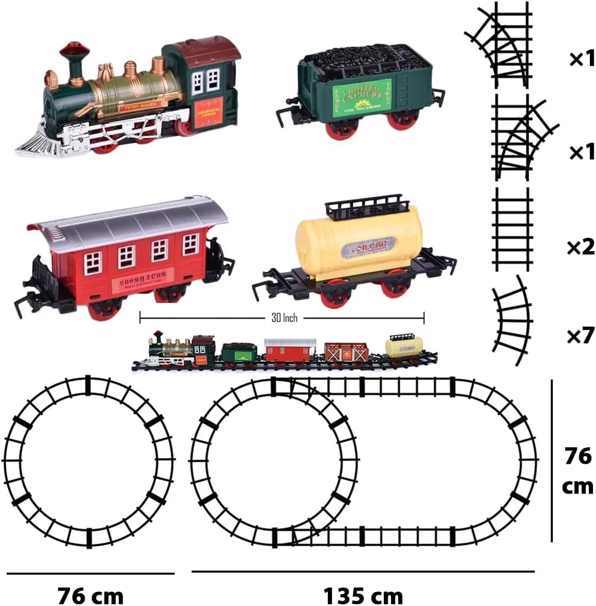 مجموعه اسباب بازی قطار آموزشی، قطار برقی با وسایل نقلیه برای پسران و دختران 3-7 ساله، چراغ ها و صدا - هدیه برای کودکان مجموعه اسباب بازی قطار آموزشی، قطار برقی با وسایل نقلیه برای پسران و دختران 3-7 ساله، چراغ ها و صدا - هدیه برای کودکان