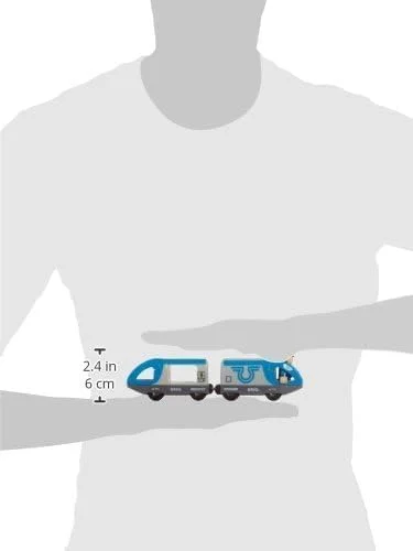 قطار مسافرتی باتری خور BRIO – موتور مدرن باتری دار با واگن مسافری و راننده – اسباب بازی راه آهن چوبی برای کودکان – سازگار با دنیای BRIO – سنین 3 سال به بالا