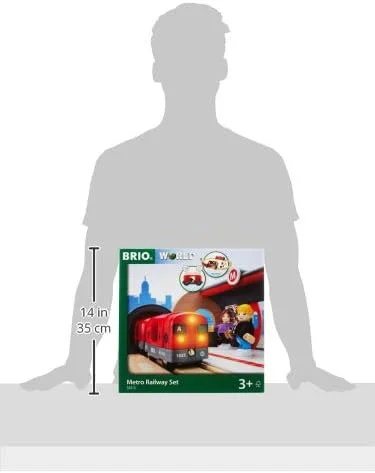 مجموعه راه آهن مترو BRIO – مجموعه قطار چوبی با قطار مترو دارای نور و صدا، سکوی ایستگاه، ریل ها و مسافران – بازی شهری واقع گرایانه – سازگار با تمام مجموعه های BRIO World – سنین 3 سال به بالا مجموعه راه آهن مترو BRIO – مجموعه قطار چوبی با قطار مترو دارای نور و صدا، سکوی ایستگاه، ریل ها و مسافران – بازی شهری واقع گرایانه – سازگار با تمام مجموعه های BRIO World – سنین 3 سال به بالا