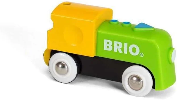 موتور باتری‌دار اولین راه‌آهن من BRIO - قطار اسباب‌بازی اتوماتیک برای کودکان نوپا - قطار چوبی مبتدی با دکمه فشاری شروع/توقف - اتصالات مغناطیسی - 18 ماه به بالا