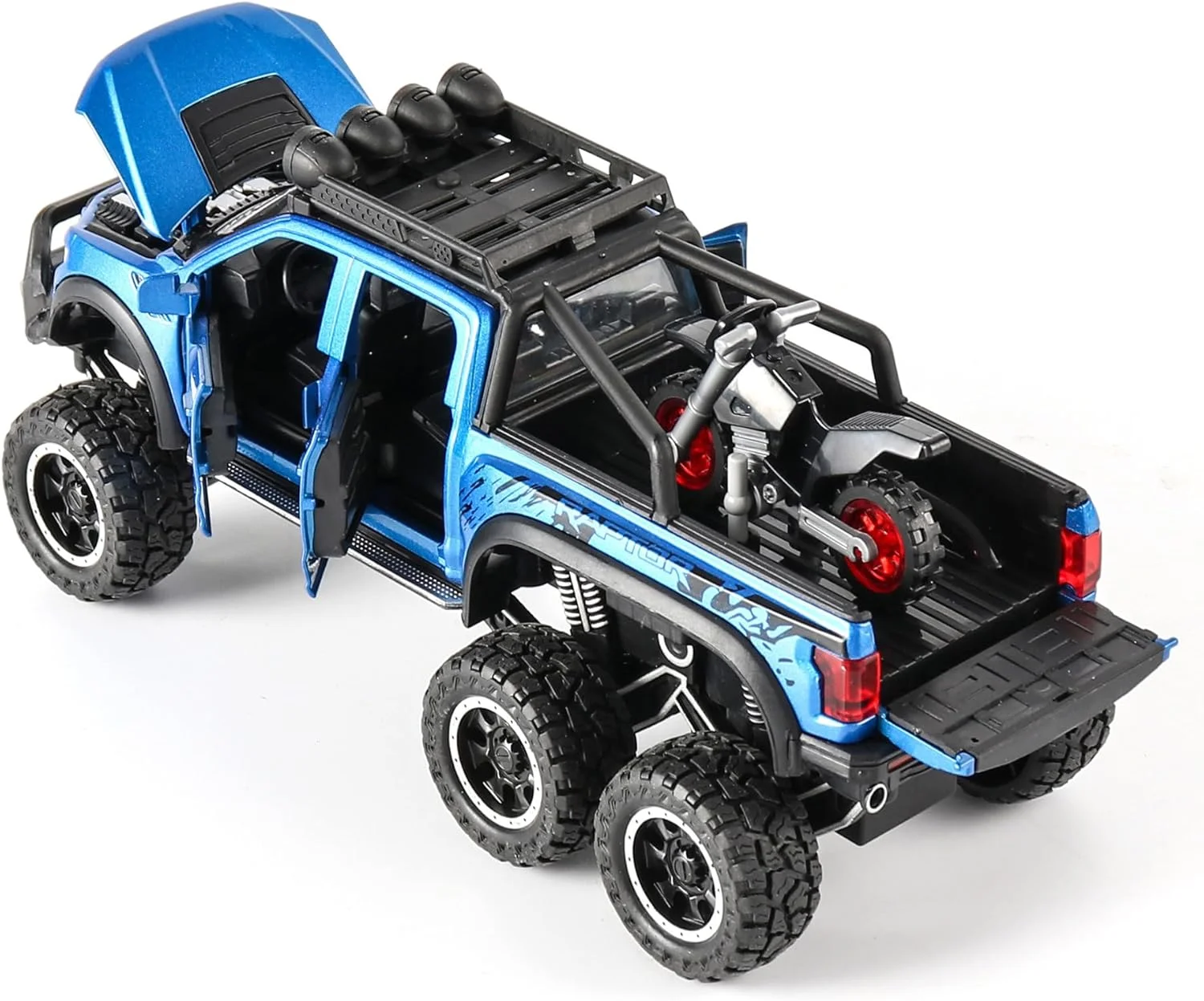 مدل ماشین فورد رپتور دایکست آلیاژ روی با نور و صدا (آبی)