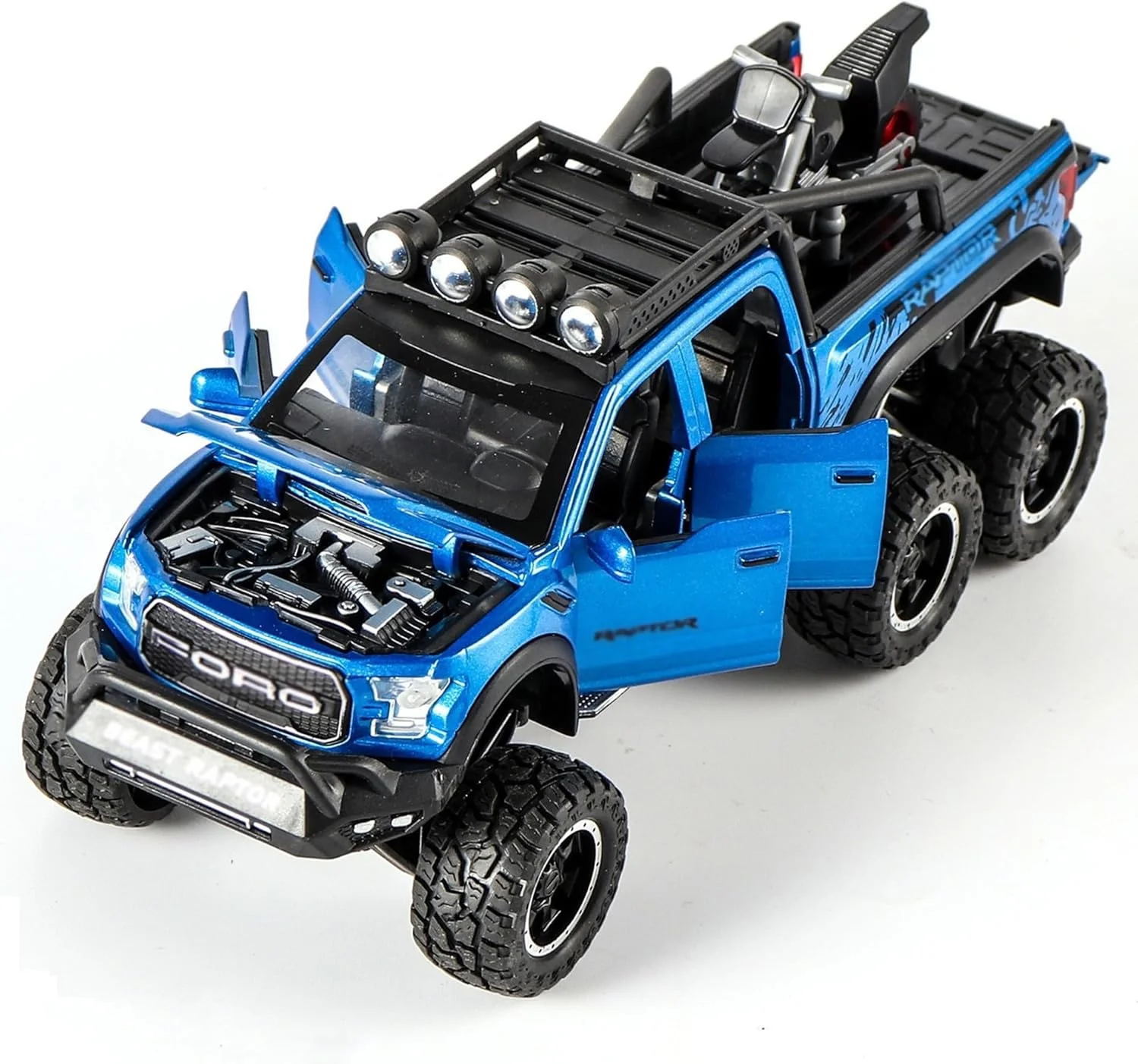 مدل ماشین فورد رپتور دایکست آلیاژ روی با نور و صدا (آبی)