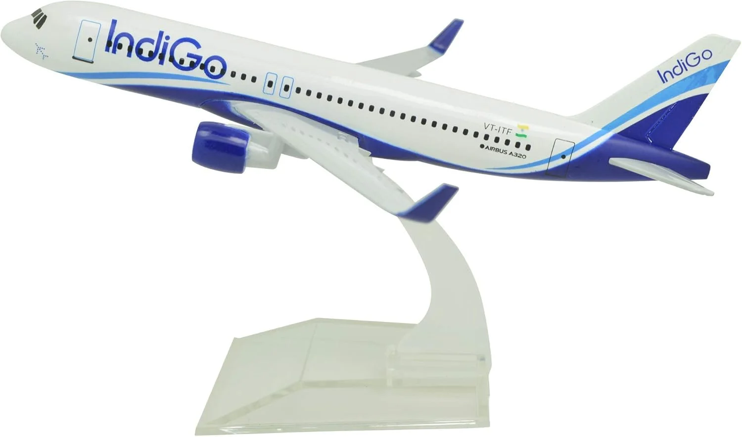 مدل هواپیمای ایرباس A320 شرکت هواپیمایی ایندیگو، مقیاس 1:400، طول 16 سانتی متر، جنس فلزی