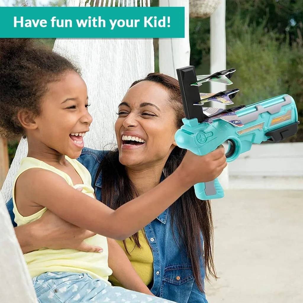 اسباب بازی پرتاب هواپیمای جنگ هوایی باغ اسباب بازی، پرتابگر هواپیمای فوم با یک کلیک با 4 هواپیمای گلایدر، هدیه بازی تیراندازی سرگرم کننده برای تولد و مهمانی کودکان (سبز)